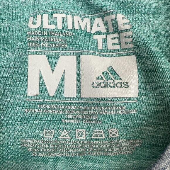 Adidas Climalite The Ultimate Tee Teal Gray Space Dye Raglan T-Shirt Polyester M - Picture 4 of 6